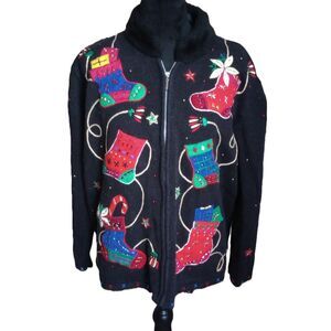 Designers Studio Originals Women's Size Large Zipper Up Cardigan - Vintage